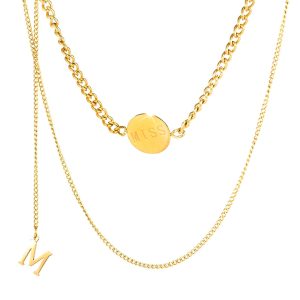 Multilayer 2 piece Miss M Necklace in Gold Layered Steel Jewellery