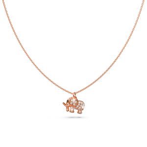 Lucky Elephant Necklace in Rose Gold Layered Titanium Steel