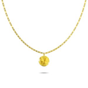 Butterfly Signet Medallion Pendant Chain Necklace in Gold Vermeil
