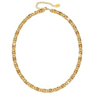 Bianca Fancy Clip Link Chain Gold Titanium Choker Necklace
