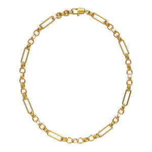 Roxanne Oval Link Paperclip Chain Gold Titanium Necklace