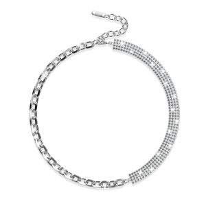 Cuban Link Chain Zircon Choker in White Gold