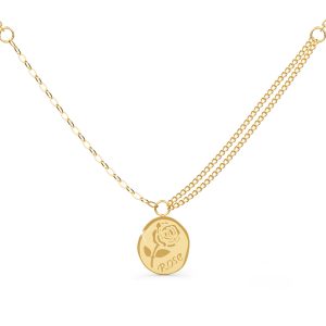 Golden Rose Engraved Pendant Necklace