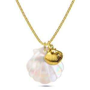 Dual Pearl & Gold Shell Necklace