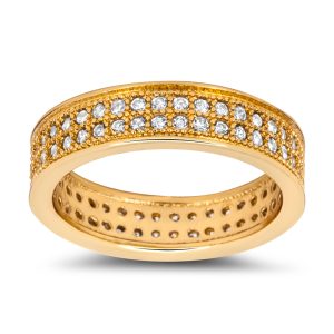 Detailed Milligrain Crystal Ring Made With Crystal Elements