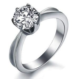 Split Shoulder Solitaire Crystal Ring Made With Crystal Elements