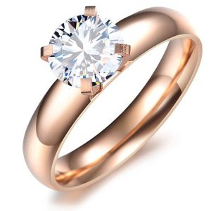 Solitaire Engagement Crystal Ring Made With Crystal Elements
