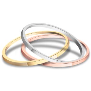 3 Pieces Tri-Color Stackable Ring Set