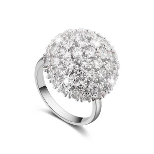 Half Moon White Gold Spinning Ring
