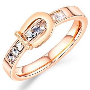 Love Forever Stylish Belt Rose Gold Layered Ring