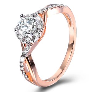 Created Diamonds Classic Setting Rose Gold Layered Band Ring