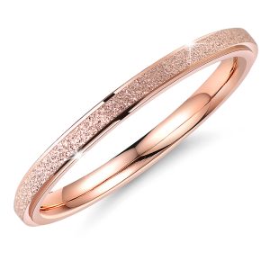 Glitter Textured Stackable Band Ring in Rose Gold Layered Steel Jewellery