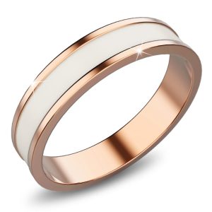 Ceres Timeless Ring White Enamel Ring in Rose Gold