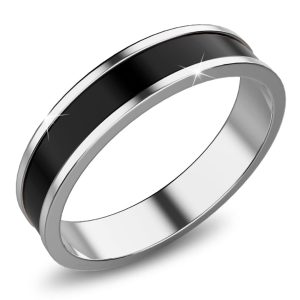 Ceres Timeless Ring Black Enamel Ring in Silver