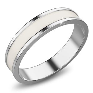 Ceres Timeless Ring White Enamel Ring in Silver