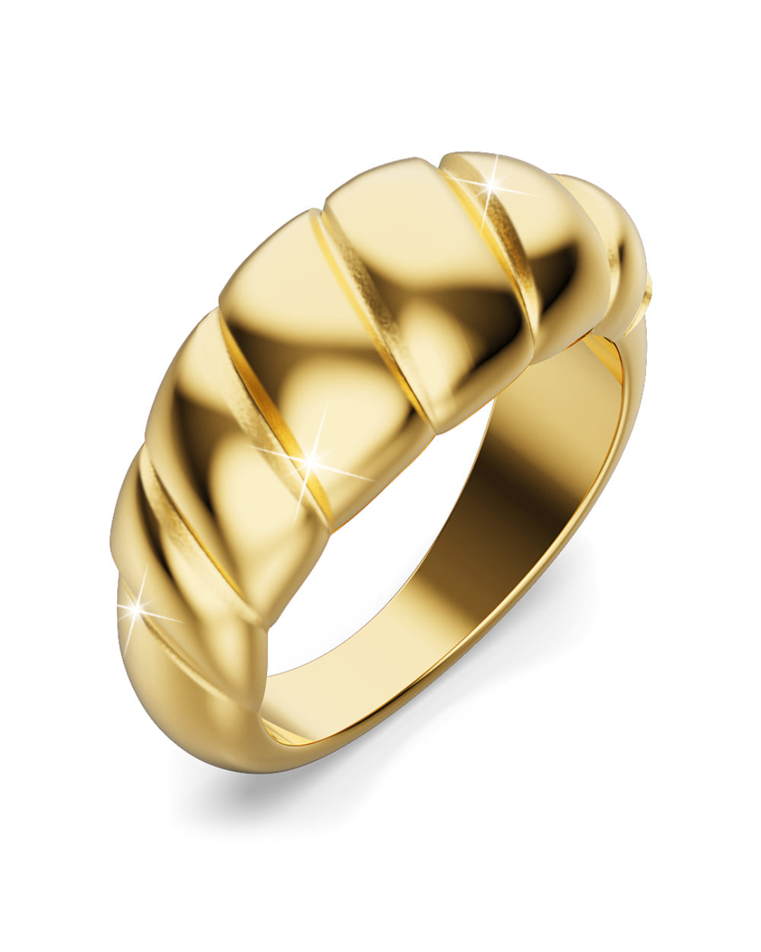 Golden Croissant Dome Ring