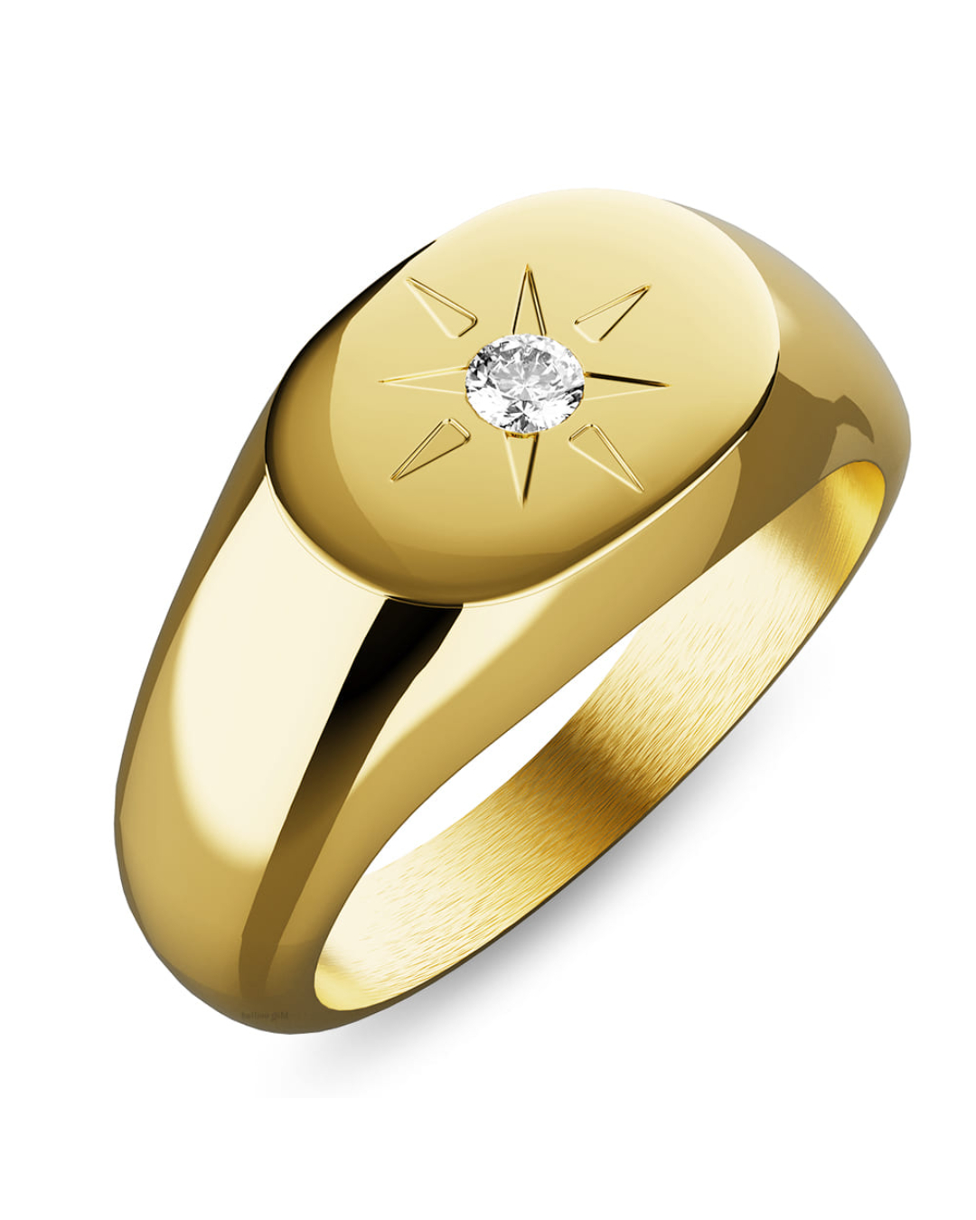 Celestial Brilliance Ring with Cubic Zirconia in Gold Layered