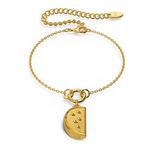 Watermelon Slice Gold Charm Bracelet