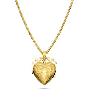 Floral Heart Photo Locket Necklace