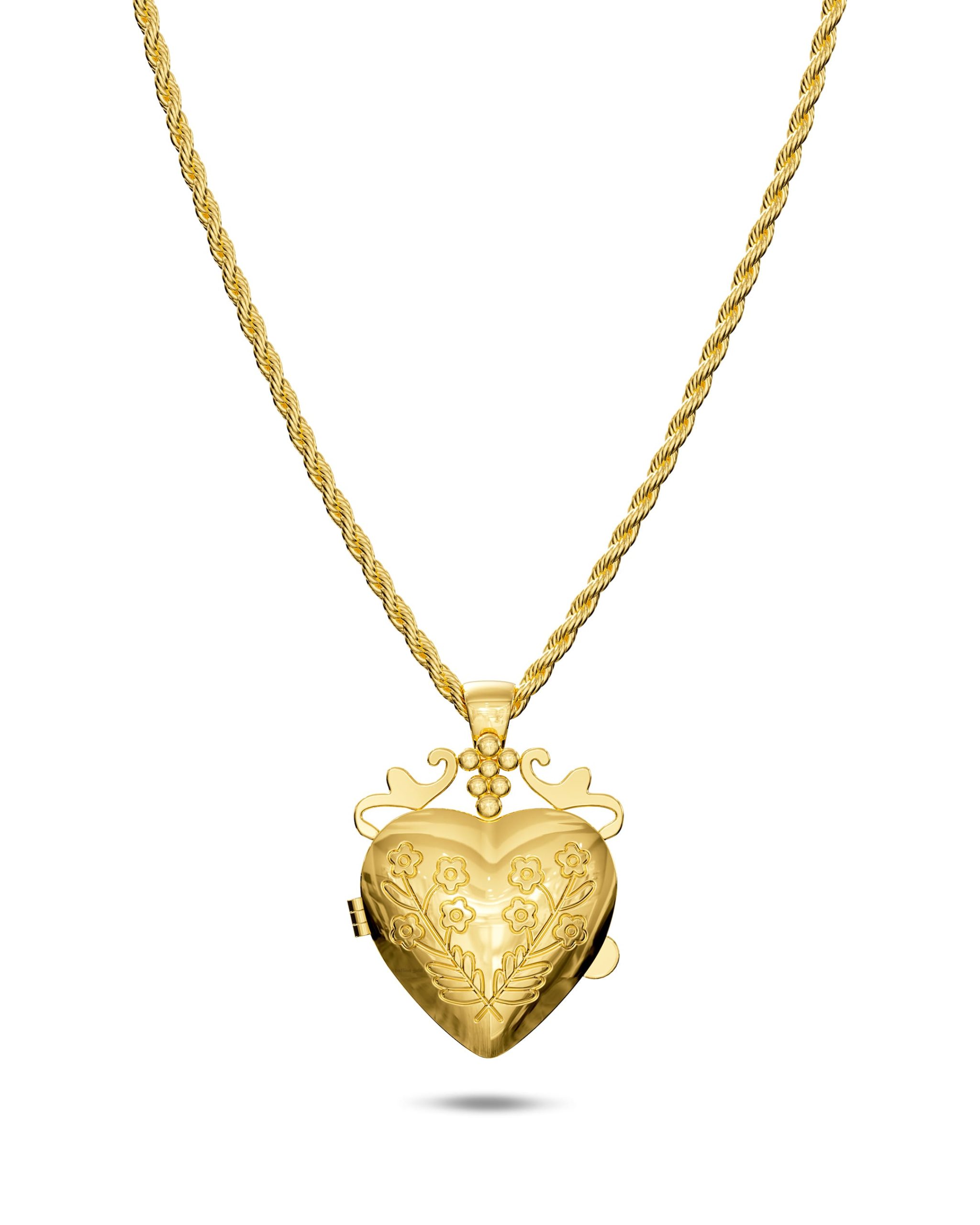 Floral Heart Photo Locket Necklace