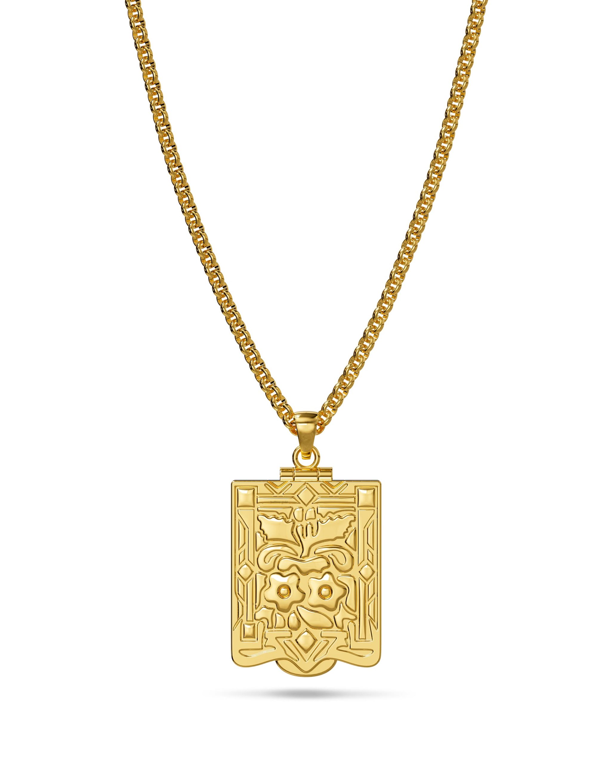 Engraved Shield Photo Locket Necklace